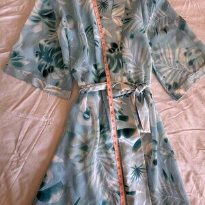 Versailles Nightgown & Robe in floral satin and sheer fabric.